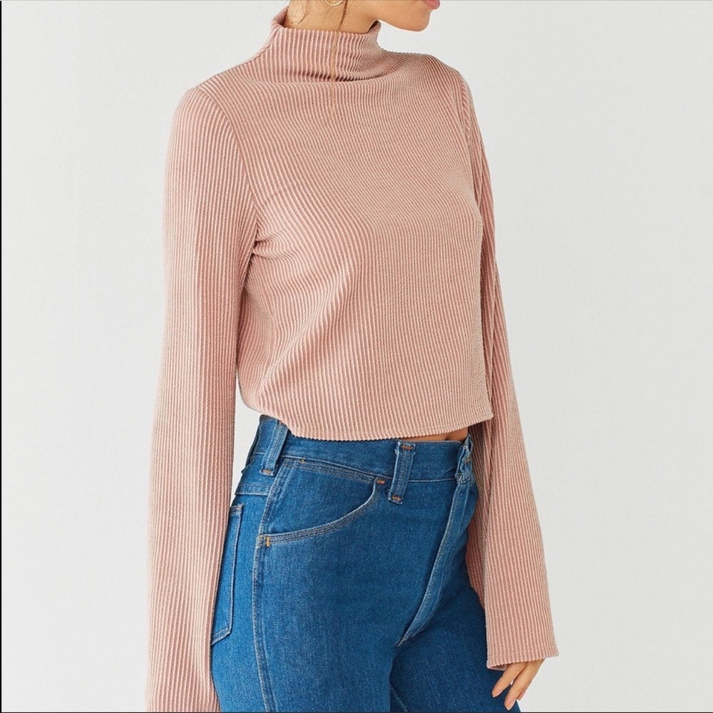 Urban Outfitters Pink Ribbed Open Back Sweater